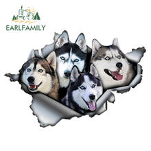 EARLFAMILY 13cm x 8.9cm Funny Huskies Car Sticker Torn Metal Decal Reflective Stickers Waterproof 3D Car Styling Pet Dog Decals 2024 - buy cheap