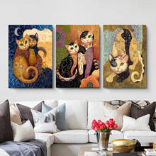 Klimt Abstract Animal Cat Prints and Posters Canvas Painting Modern Home Decor Wall Art Pictures for Living Room Bedroom Office 2024 - buy cheap