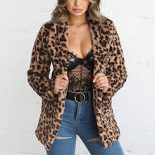 Women Faux Fur Jacket Coat Fashion Leopard Printed Shaggy Shawl Neckline Long Sleeve Coats Elegant Autumn Winter Warm Outerwear 2024 - buy cheap