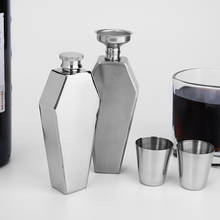 Mini frasco portátil de acero inoxidable para hombre, frasco con forma de ataúd personalizado, embudo libre de Whisky y Vodka, 3,5 OZ 2024 - compra barato