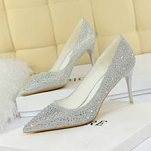 Zapatos de tacón alto elegantes para mujer, tacones de 7cm con punta puntiaguda, Stilettos y diamantes de imitación, para fiesta 2024 - compra barato
