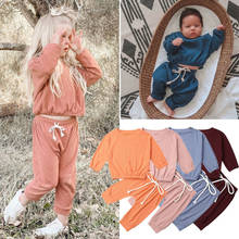 0-24M Newborn Kid Baby Girl Boy Clothes set Long Sleeve Top and Pant suit Casual Plain Solid Color Tracksuit Outfit 2024 - buy cheap