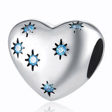 Подлинная S925 бисер DIY Ювелирные изделия голубая звезда мечта сердце Шарм подходит леди браслет 2024 - купить недорого