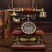 Teléfono Fijo de madera antigua con Dial de botón, identificador de llamadas, manos libres, teléfono americano Retro Para oficina en casa 2024 - compra barato