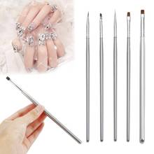 Painting Drawing Pen Extension Nail Art Polish Silver Brush Pen 5PCs/Set UV Gel Polish Builder Accessories Manicure Tool 2024 - купить недорого