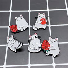 Cute and adorable kitten kitty eating fruit fun badge personality wild girl jewelry 2024 - buy cheap