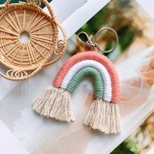 Nordic Kids Room Rainbow Hanging Decoration Macrame Rainbow Keychains Child Room Decoration Boho Cotton Rope Wallet Decoration 2024 - buy cheap