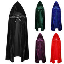 Capa de terciopelo con capucha para adulto, traje Medieval de bruja, vampiro, para Halloween, 5 colores 2024 - compra barato