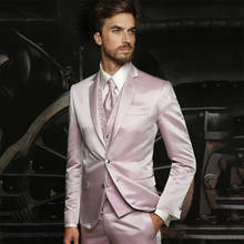 ANNIEBRITNEY-traje de satén rosa para hombre, traje Formal, personalizado, para boda, graduación, gama alta, 3 piezas 2024 - compra barato