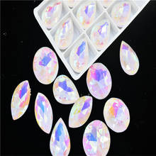 White Milk ab Rhinestones  Navette ROUND TEARDROP  Pointback  Glass Crystal Stones  Jewelry Making 2024 - buy cheap