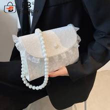 Vintage Women Bag PU Pearl Messenger Casual Lace Flower Fringe Shoulder Women Luxurious Chains Embroidery Messenger Bag 2024 - buy cheap