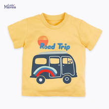 Little Maven-Camiseta de verano para niños de 2 a 7 años, ropa con letras de autobús estampadas, de algodón, 2021 2024 - compra barato