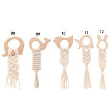 Wooden Woodland Animal Macrame Natural Cotton NEW Baby Teether Wood Dolphin Elephant Bird Boho Teething Toy 2024 - buy cheap