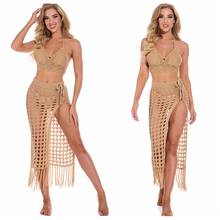2021 New hollow out high split beach skirt cover-ups sexy women bikini swimsuit bathing suit cover up skirts beachwear 2024 - buy cheap