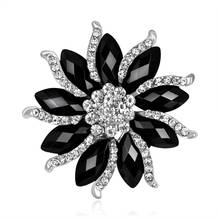 Маленькие черные стразы брошь в винтажном стиле цветок кристалл со стразами цветок брошь для свадьбы заколка с букетом AF003 2024 - купить недорого