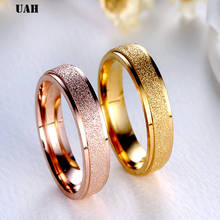 UAH-Anillos sencillos de acero inoxidable para mujer, joyería de dedo de Color oro rosa de 6 mm de ancho, regalo para niña 2024 - compra barato