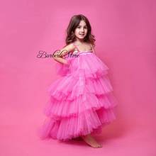 Pretty Pink Puffy Tutu Flower Pageant Dresses For Girls Tiered Ruffles Backless First Communion Dresses For Girls To Wedding 2024 - buy cheap