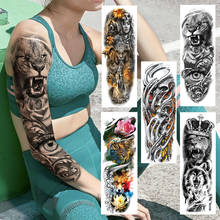 Tatuajes temporales de Lobo y Rey León para mujeres y hombres, pegatina realista de brazo completo, Ojos de tigre falsos, Cráneo, zorro, tatuajes de manga 2024 - compra barato