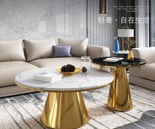 Журнальный столик из нержавеющей стали в скандинавском стиле, круглый каменный камень, мраморный стол для гостиной 2024 - купить недорого