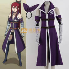 Disfraz de Hada de la cola de Erza Scarlet para mujer, traje de cosplay largo con cinturón, uniforme de tela, disfraces de Halloween 2024 - compra barato