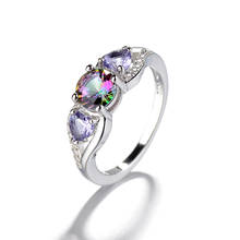 MIQIAO-anillos de plata de ley 925 para mujer, joyería de compromiso de boda, accesorios de moda, cristal de corazón de amor de Color arcoíris 2024 - compra barato