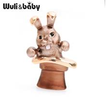 Wuli & baby-broches de conejo para mujer, sombrero marrón de aleación, alfileres para tado del Animal, regalos 2024 - compra barato