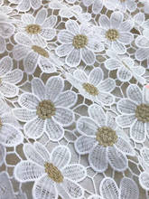 White flower water-soluble embroidery fabric high quality African water-soluble lace Nigeria for DIY women's/dress fabric 5yard 2024 - buy cheap