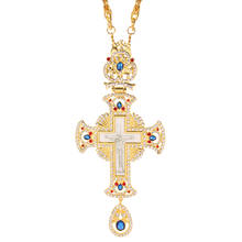 Pectoral cruz colar zircons cristais ortodoxo grego crucifixo jóias pectoral cruz corrente artesanato religioso 2024 - compre barato