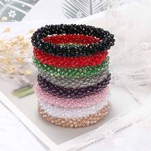 Women Sweet Hair Accessories Crystal Headbands Ponytail Holder Girls Scrunchies Vintage Elastic Hair Bands Rubber Rope Headdress 2024 - buy cheap