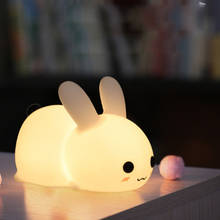 Novículo lanterna de silicone com led de coelho jade luz noturna com carregamento usb luzes de dois tons lâmpada fofa de coelho companheiro de noite para crianças 2024 - compre barato