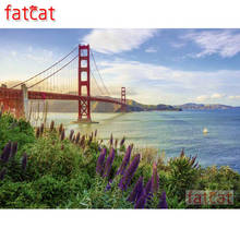 FATCAT Golden Gate Sunrise Diamond Painting Full Square Round Drill Diy 5D Diamond Embroidery Mosaic Needlework decor AE1819 2024 - buy cheap