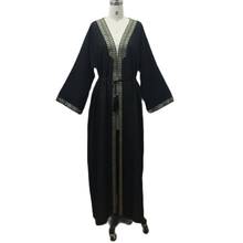 Vestido Hijab musulmán de Abaya Dubái para mujer, ropa islámica, caftán marroquí, Djellaba, color negro, F901MD, Turquía, 2021 2024 - compra barato