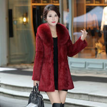 Women's Winter Natural Real Rabbit Fur Coat with fox fur collar outerwear coats 2024 - buy cheap