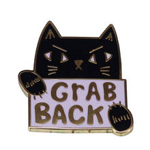 Cute feminist cat pin trendy women rights activist liberal accessory 2024 - buy cheap