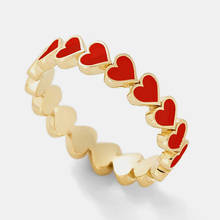 Anéis dourados minimalistas para mulheres, anéis com esmalte colorido, cobertura de anéis fofos e dourados para melhor amigo 2021 2024 - compre barato