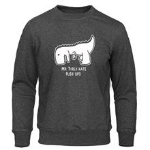 2019 Autumn Men Sweatshirt Tea Rex Funny Cartoon Print Hoodie Sweatshirts mr trex hate push ups Pullover Casual Mens Tracksuit 2024 - buy cheap