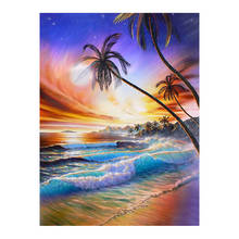 Coconut Beach Scenic Diamond Painting Cross Stitch Full Round New DIY 5D Home Decorative Sea Waves Bright Moon Mosaic Embroidery 2024 - buy cheap