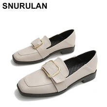 SNURULAN Women Shoes Metal Buckle Low-heeled Square Toe Loafers Lace-up Slides Large Size Casual Oxfords Zapatos Mujer Black 2024 - buy cheap