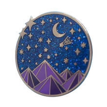 Mountain moon stars starry night  brooch The night court Badge northern most violent place peaceful city Badge round button gift 2024 - buy cheap