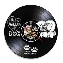 Reloj de pared 3D con grabación de vinilo para perros, diseño moderno, para cachorros, de la pared Decoración Arte, animales, amantes de las mascotas 2024 - compra barato