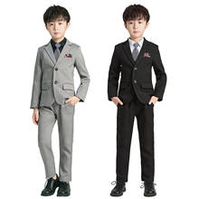 LOLANTA 5PCs Kids Baby Boys Suit Black Gray Formal Tuxedo Wedding Party Fashion Gentleman Clothing Set 2024 - buy cheap