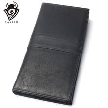 Cartera de piel auténtica para hombre, cartera masculina de Cuero 100% auténtico con estilo de costura, larga, para tarjetas de crédito y viajes 2024 - compra barato