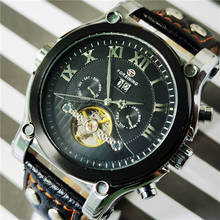 Forsining-novo relógio mecânico masculino de couro genuíno, pulseira automática, modelo clássico, relógio de luxo 2024 - compre barato