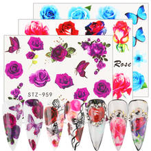 1pcs Flower Butterfly Nail Water Stickers Rose Floral Watercolor Transfer Decals Colorful Manicure Nails Art Tips NLSTZ930-969 2024 - buy cheap
