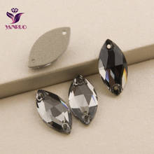 YANRUO 3223 Navette Black Diamond Sew On Rhinestone Crystals Stones Flatback Grey Rhinestones Crystal Glass Customs Custom 2024 - buy cheap