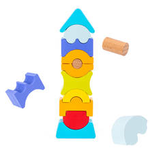 Bloques de construcción de madera coloridos para bebé, pirámide apilada Montessori, juego de equilibrio para Educación Temprana, entrenamiento de concentración, juguetes simples 2024 - compra barato