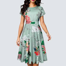 Vestido feminino floral vintage, vestido de festa elegante para o verão, plissado 2024 - compre barato