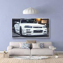 Arte de la pared pintura de la lona arte de la impresión HD coche deportivo clásico 1 piezas Nissan Skyline GTR fotos del coche cabecera decoración del hogar carteles 2024 - compra barato