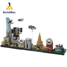 Buildmoc-construcción de edificios de ciudad para niños, Superhéroes, arquitectura, MOC-23510, Skyline, torre, nave espacial, modelo volador, bloques de construcción, juguetes para niños 2024 - compra barato