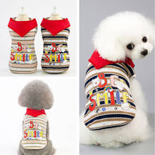 PUOUPUOU полосатая одежда для собак с буквенным принтом, летняя Милая Одежда для собак, маленькая куртка для собаки, хлопковая одежда с мультипликационным принтом, Ropa Para Perro XS-XXL 2024 - купить недорого
